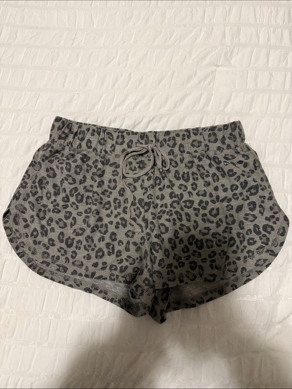 Gray Leopard-Print Athletic Lounge Shorts